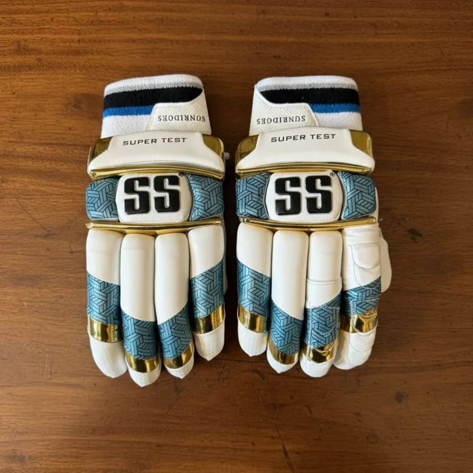 SS SuperTest Batting Gloves – Sky Blue/Golden