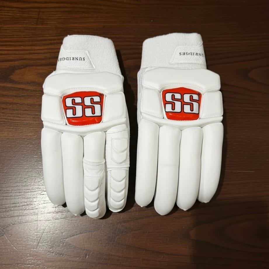 SS SuperTest Batting Gloves – White/Red Logo